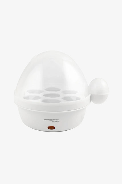 Vit Emerio äggkokare på vit bakgrund, modern köksutrustning hos Nordic Cookware