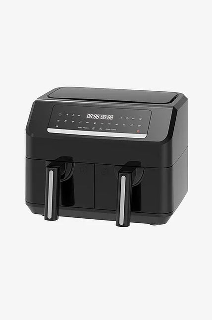 Svart dubbel airfryer med digital touchdisplay från Nordic Cookware mot vit bakgrund.