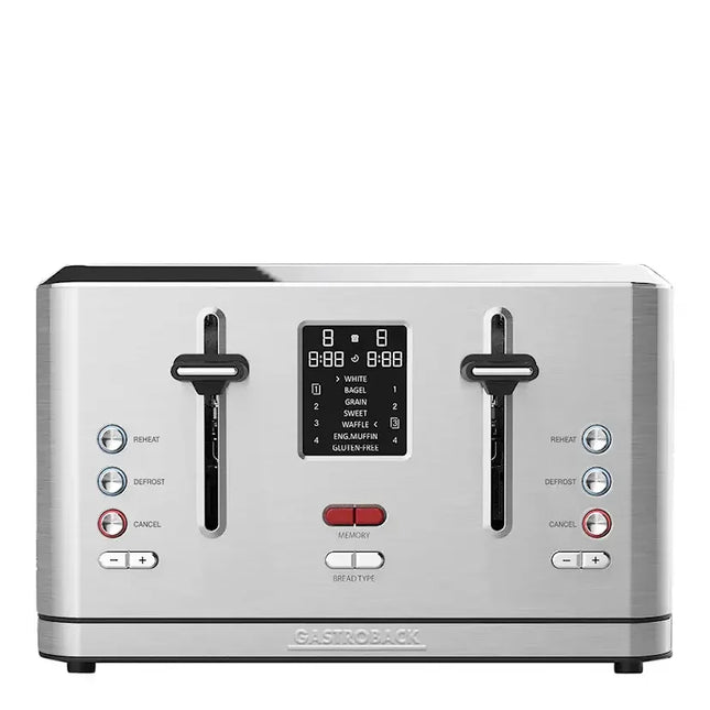 Design digital brödrost 4 skivor stål