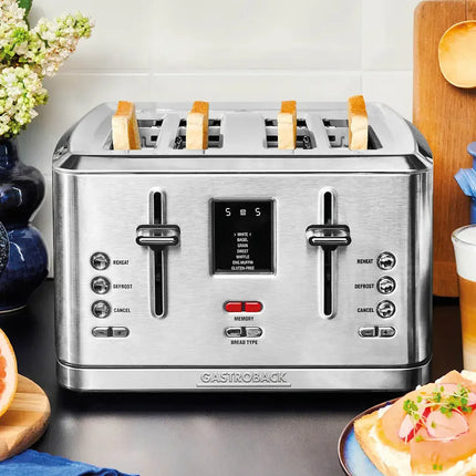 Design digital brödrost 4 skivor stål