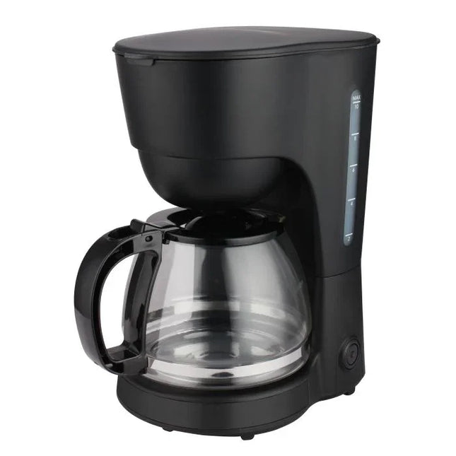 Svart kaffebryggare med glaskanna från Nordic Cookware, köksutrustning, vit bakgrund