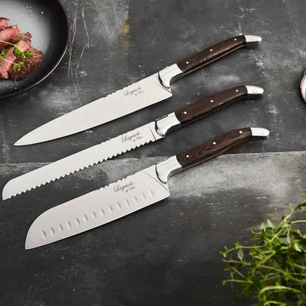 Laguiole By Hâws kockknivset med 3 delar, handtag i wengéträ