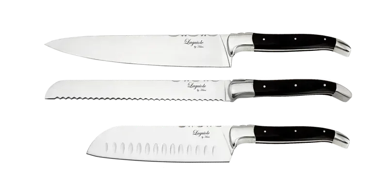Laguiole By Hâws kockset med 3 delar, handtag i svart trä