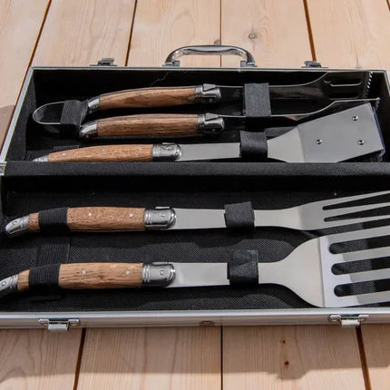 Laguiole By Hâws BBQ-set med 4 delar, handtag i ekträ