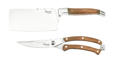 Laguiole By Hâws hackkniv och fjäderfäsax i olivträ
