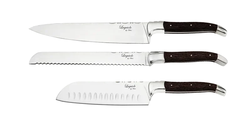 Laguiole By Hâws kockknivset med 3 delar, handtag i wengéträ