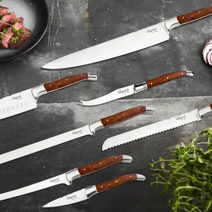 Laguiole By Hâws kockset med 7 delar med handtag i rosenträ