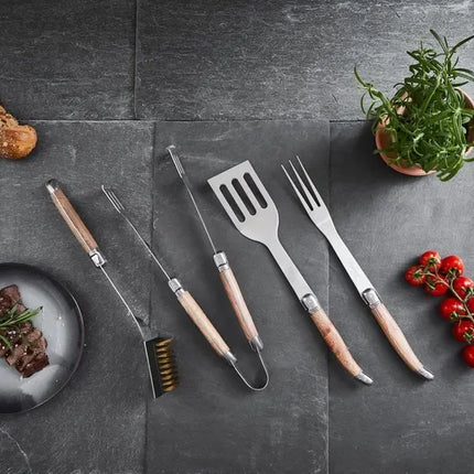 Laguiole By Hâws BBQ-set med 4 delar, handtag i ekträ