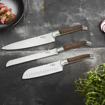 Laguiole By Hâws kockknivset med 3 delar, handtag i olivträ