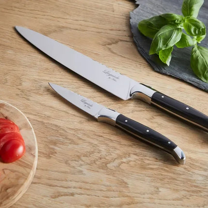 Laguiole By Hâws set med 2 knivar: skalkniv och kockkniv, handtag i svart trä
