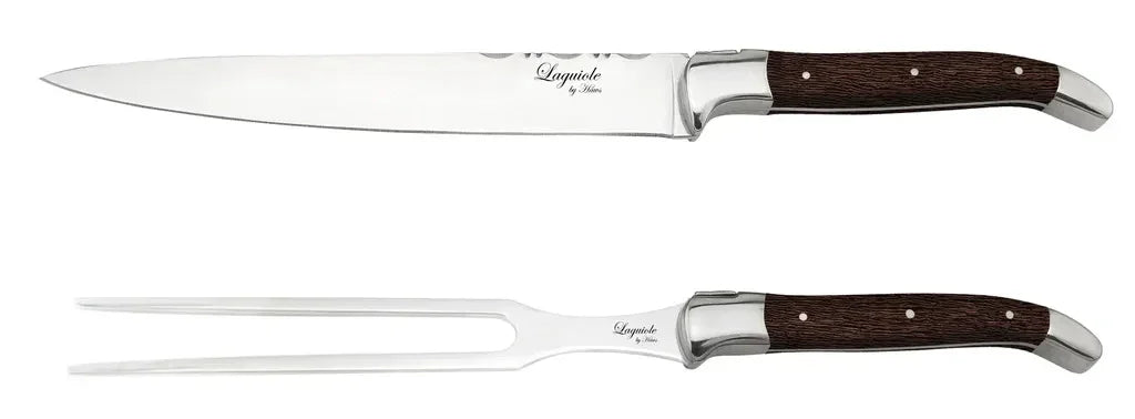 Laguiole By Hâws trancherkniv och gaffelset med 2 delar, handtag i wengéträ