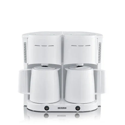Dubbel kaffebryggare Severin i vitt, stilren design, perfekt för nordiskt kök