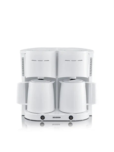 Dubbel kaffebryggare Severin i vitt, stilren design, perfekt för nordiskt kök