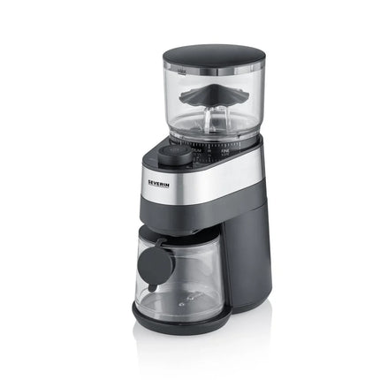Severin elektrisk kaffekvarn i svart och silver på vit bakgrund, Nordic Cookware köksutrustning