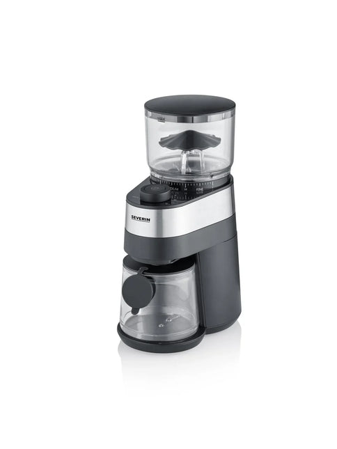Severin elektrisk kaffekvarn i svart och silver på vit bakgrund, Nordic Cookware köksutrustning