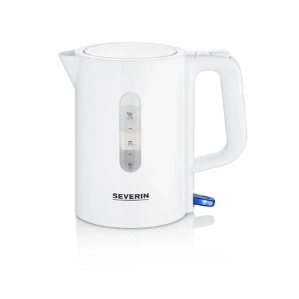 Vit elektrisk vattenkokare Severin, minimalistisk design, Nordic Cookware webshop